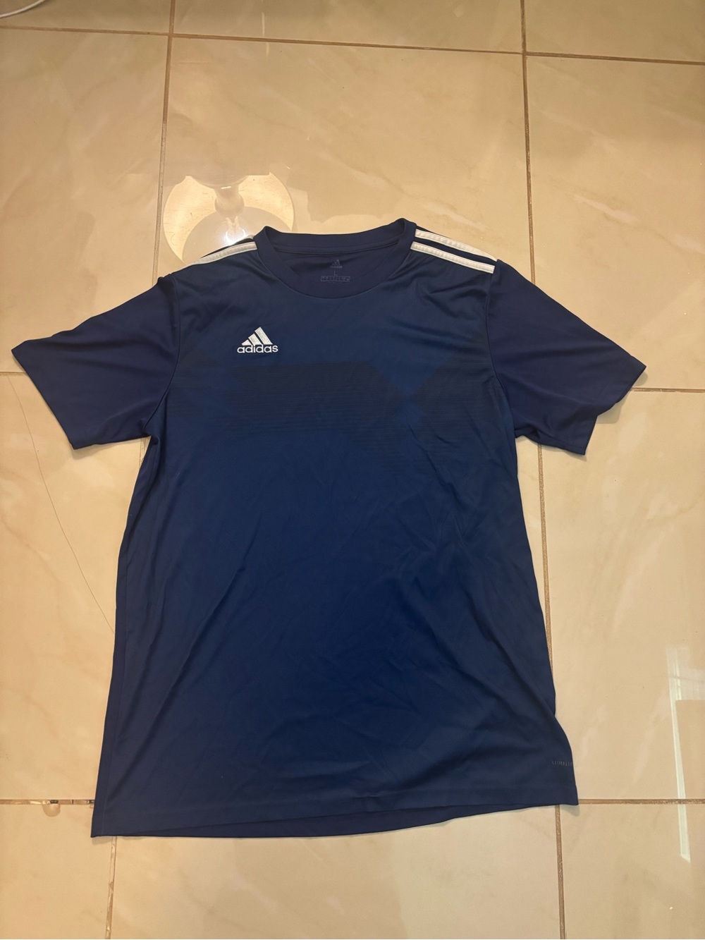 adidas Men’s Navy Blue Training Jersey with White Stripes